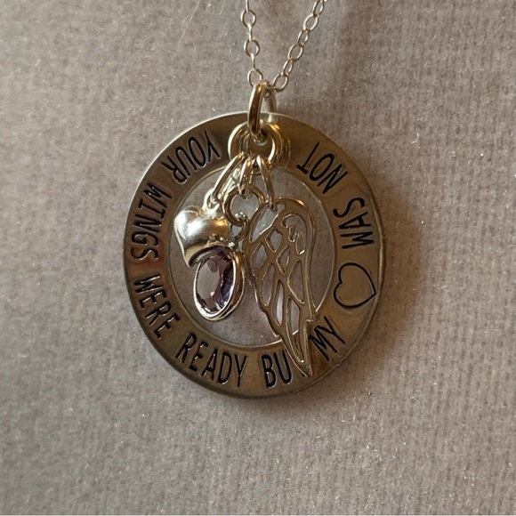 NITB Your Wings Were Ready Personalized Memorial June Birthstone Necklace - Picture 4 of 11